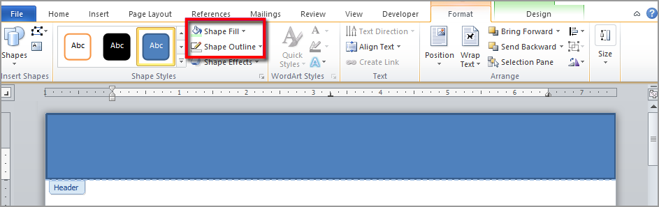 Header and Footer backgrounds in Word 2010? | Wyzant Ask An Expert