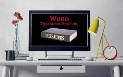 What is the purpose of the thesaurus feature in MS Word?