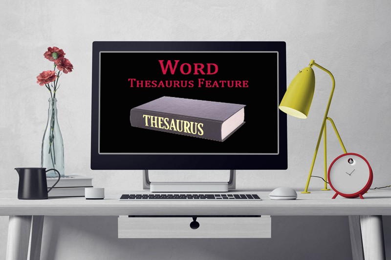 What is the purpose of the thesaurus feature in MS Word?